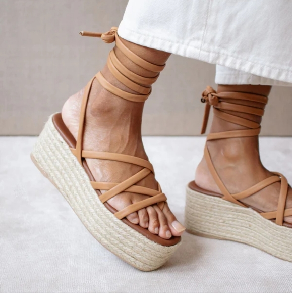 Alohas Leather Paw-Paw Platform Espadrille Sandals in green EU36 US5 - Picture 11 of 11